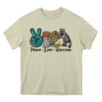 Mossy Peace love raccoon Heavy Core Tee - LillyAllenDesigns
