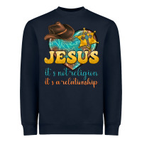 Navy jesus it s not religion it s a relationship Heavyweight Sweatshirt - texasbilliewilder