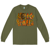 Army Green hello fall Long Sleeve Tee - RacoonDesign
