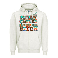 Oatmeal Heather ı pretend coffee helps but ı am still a bitch Zipper Hoodie - AdoDesignShop