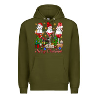 Army Green Merry Christmas wine and cocktails Premium Hoodie - NancyCooperArtShop