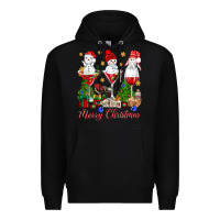 Black Merry Christmas wine and cocktails Premium Hoodie - NancyCooperArtShop