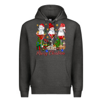 Charcoal Heather Merry Christmas wine and cocktails Premium Hoodie - NancyCooperArtShop