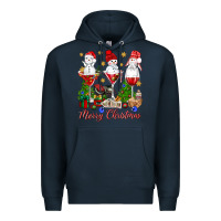 Navy Merry Christmas wine and cocktails Premium Hoodie - NancyCooperArtShop