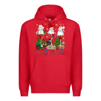 Red Merry Christmas wine and cocktails Premium Hoodie - NancyCooperArtShop