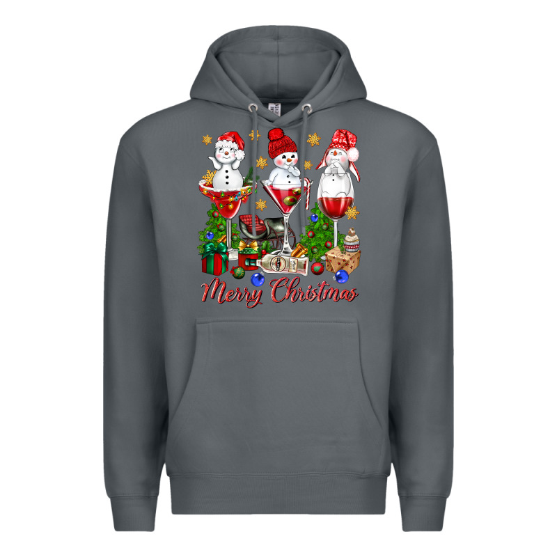 Merry Christmas Wine And Cocktails Premium Hoodie by NancyCooperArtShop | Teevron
