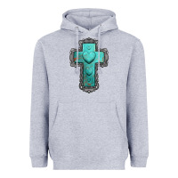 Heather Grey turquoise gemstone cross Heavyweight Hoodie - Jasminsmagicworld
