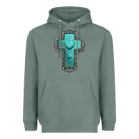 Sage turquoise gemstone cross Heavyweight Hoodie - Jasminsmagicworld
