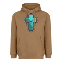 Turquoise Gemstone Cross Heavyweight Hoodie | Teevron