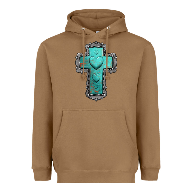 Turquoise Gemstone Cross Heavyweight Hoodie by Jasminsmagicworld | Teevron