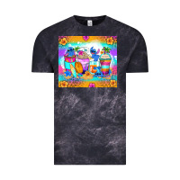 Cloud Black stitch summer coffee cups Vintage Tee - Zillion Design Studio