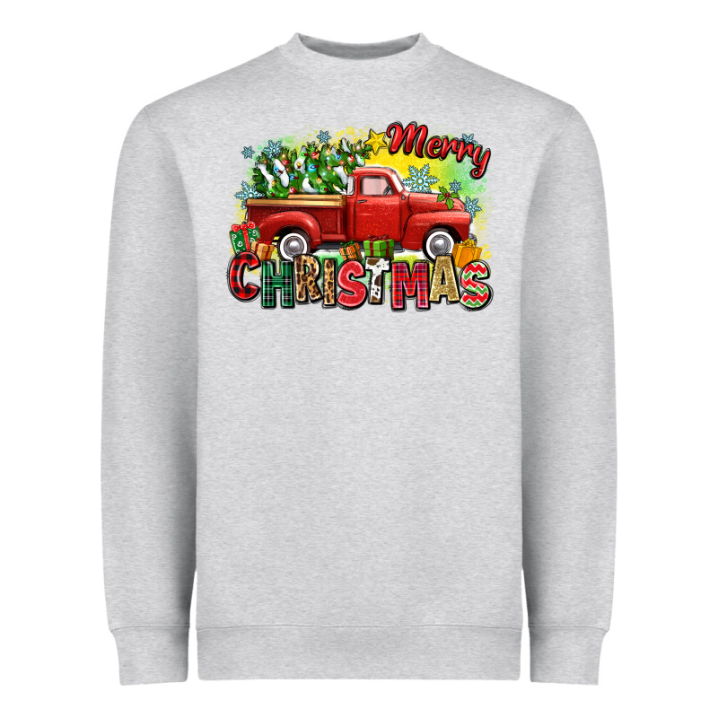 Merry Christmas Truck Heavyweight Sweatshirt by Zillion Design Studio | Teevron