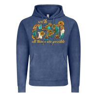 Vintage Denim with god all things are possible with cross Vintage Hoodie - texasbilliewilder