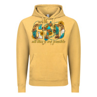 Vintage Mustard with god all things are possible with cross Vintage Hoodie - texasbilliewilder