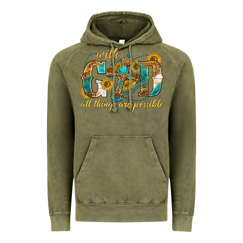 With God All Things Are Possible With Cross Vintage Hoodie by texasbilliewilder | Teevron