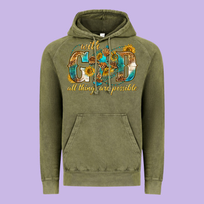 With God All Things Are Possible With Cross Vintage Hoodie Designed By Texasbilliewilder