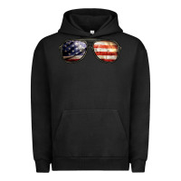 Pigment Black amerıcan flag glasses Urban Hoodie - BarkalooDesign