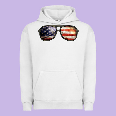 Amerıcan Flag Glasses Urban Hoodie Designed By Barkaloodesign