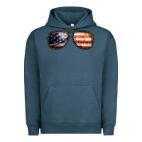 Pigment Midnight Navy amerıcan flag glasses Urban Hoodie - BarkalooDesign