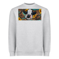 Heather Grey Baby cow with sunflower and leopard Heavyweight Sweatshirt - RanaPortraitStore