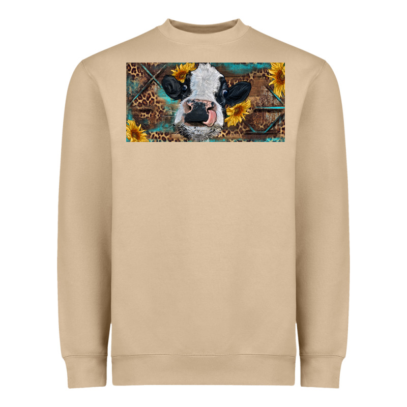Baby Cow With Sunflower And Leopard Heavyweight Sweatshirt by RanaPortraitStore | Teevron