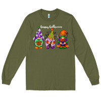 Army Green happy halloween gnomes white Long Sleeve Tee - RacoonDesign