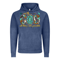Vintage Denim with god all things are possible with gemstone Vintage Hoodie - texasbilliewilder