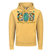Vintage Mustard with god all things are possible with gemstone Vintage Hoodie - texasbilliewilder