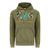 Vintage Olive with god all things are possible with gemstone Vintage Hoodie - texasbilliewilder