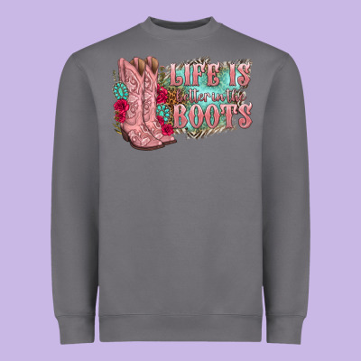 Life Is Better In The Boots Heavyweight Sweatshirt Designed By Texasbilliewilder