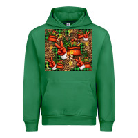 Emerald Christmas Santa Claus peace hand Urban Hoodie - Jasminsmagicworld