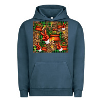 Pigment Midnight Navy Christmas Santa Claus peace hand Urban Hoodie - Jasminsmagicworld