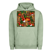 Pigment Oil Green Christmas Santa Claus peace hand Urban Hoodie - Jasminsmagicworld