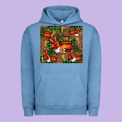 Christmas Santa Claus Peace Hand Urban Hoodie Designed By Jasminsmagicworld