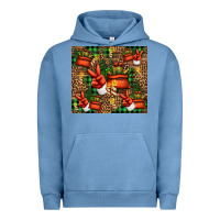 Pigment Pebble Blue Christmas Santa Claus peace hand Urban Hoodie - Jasminsmagicworld