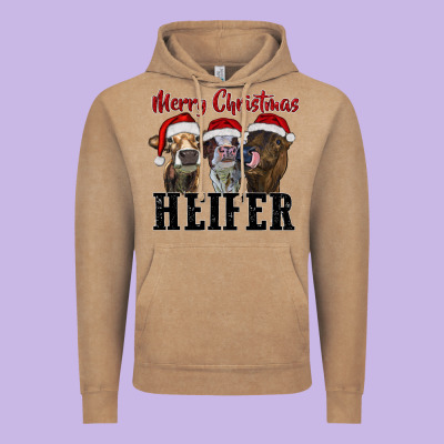 Vintage Hoodie Merry Christmas Heifers