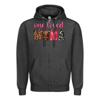 Charcoal Heather highland cow one loved mama Zipper Hoodie - JahusDesignShop