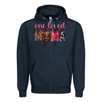 Navy highland cow one loved mama Zipper Hoodie - JahusDesignShop