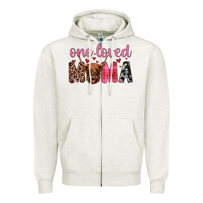 Highland Cow One Loved Mama Zipper Hoodie by JahusDesignShop | Teevron