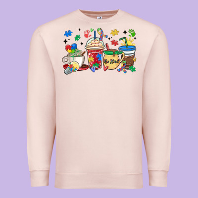 Autism Awareness Day Coffee Cups Premium Sweatshirt Designed By Maliassmallbusiness