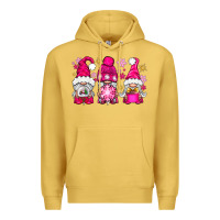 Antique Gold Pink Christmas winter gnomes Premium Hoodie - NancyCooperArtShop