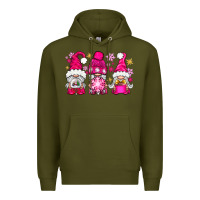 Army Green Pink Christmas winter gnomes Premium Hoodie - NancyCooperArtShop