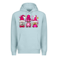 Blue Mist Pink Christmas winter gnomes Premium Hoodie - NancyCooperArtShop