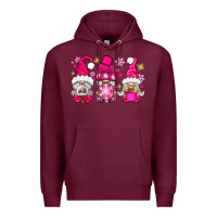 Burgundy Pink Christmas winter gnomes Premium Hoodie - NancyCooperArtShop