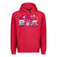 Cardinal Pink Christmas winter gnomes Premium Hoodie - NancyCooperArtShop
