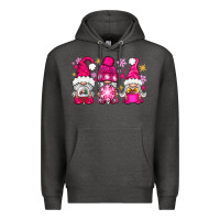 Charcoal Heather Pink Christmas winter gnomes Premium Hoodie - NancyCooperArtShop