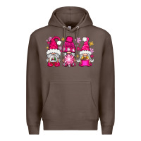 Coffee Pink Christmas winter gnomes Premium Hoodie - NancyCooperArtShop