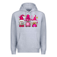 Heather Grey Pink Christmas winter gnomes Premium Hoodie - NancyCooperArtShop