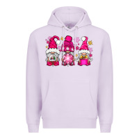 Lilac Pink Christmas winter gnomes Premium Hoodie - NancyCooperArtShop