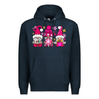Navy Pink Christmas winter gnomes Premium Hoodie - NancyCooperArtShop